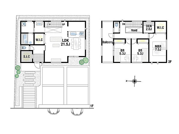 建物プラン例　建物価格　2680万円、建物面積　110.95m2