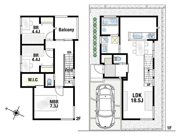 建物プラン例　3LDK、土地価格1,700万円、土地面積89.95m2、建物価格2,280万円、建物面積90.59m2