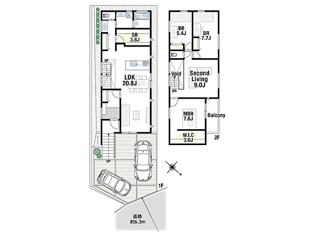 【2号地】建物プラン例(2号地)3LDK+S、土地価格7150万円、土地面積140.71m2、建物価格4150万円、建物面積130.79m2