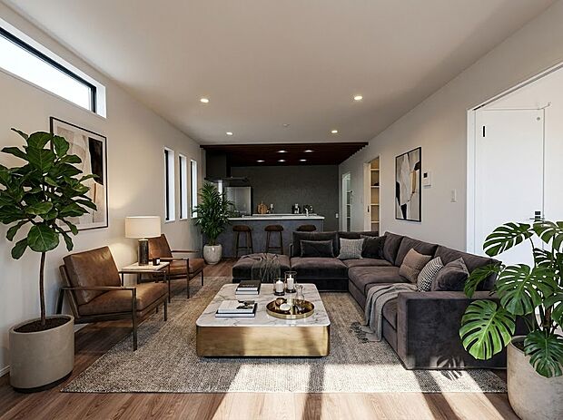 対面式のカウンターキッチンですので、出来上がったお料理をカウンターに並べてお子様が運ぶなど、お手伝いの時間も増えそうですね!ご家族と会話をしながらお料理を楽します。(家具等はCGです)