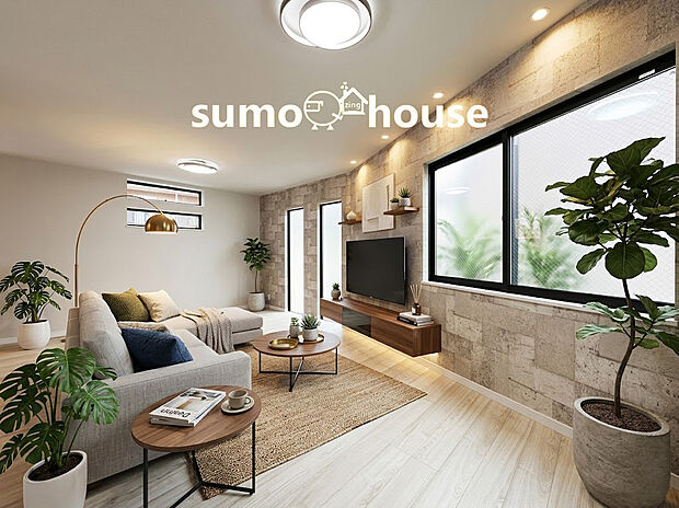 家族が集う中心には、21.37畳ものゆとりを実現した大空間リビングが広がります 。この圧倒的な広さがあれば、大型のソファやダイニングセットを置いても余裕の空間 。(家具等はCGです)