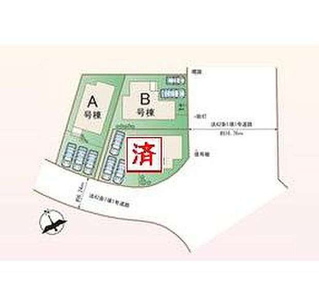 敷地広々４５坪以上♪
駐車スペース２～３台♪