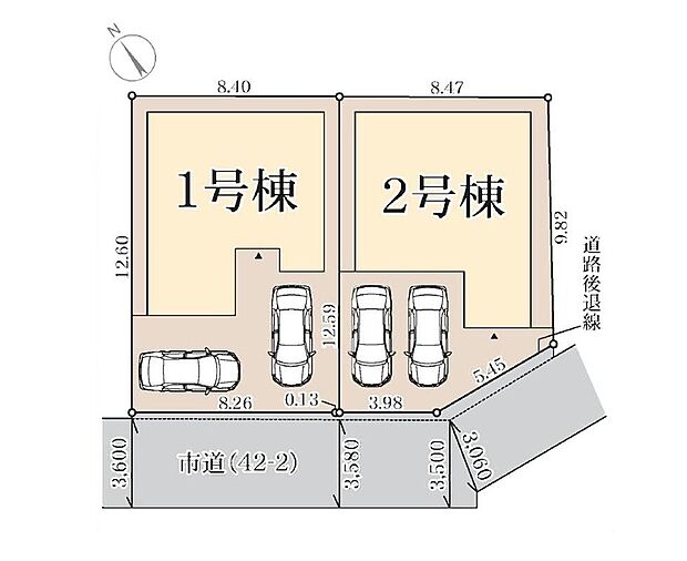 【全体区画図】２区画分譲開始しました！
南向き♪駐車スペース２台♪
