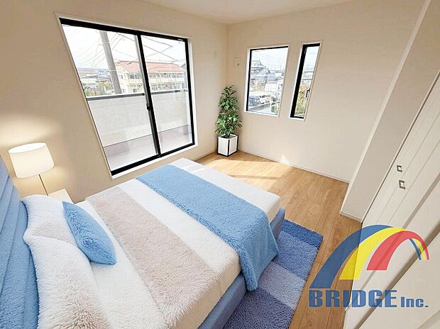 バルコニーに面した約6.3帖の寝室!