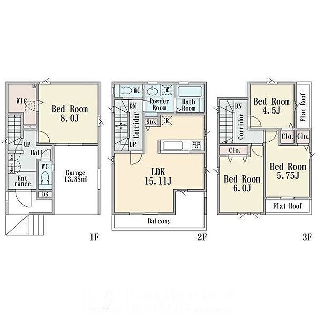 【4LDK】車庫部分13.88m2含む
※現況と相違がある場合は現況を優先