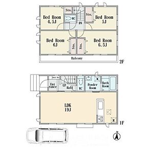 建物プラン間取:4LDK 建物プラン面積:92.74m2 建物プラン価格:1461万円 I号棟※現況と相違がある場合は現況を優先 