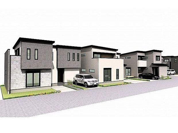 【外観パース】ZEH水準省エネ住宅にて、冬はあたたかく、夏は涼しいお家に