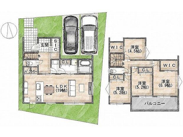 【参考プラン間取り図】級建築士×女性コーディネーター監修『ママに嬉しい家事ラク動線』設計