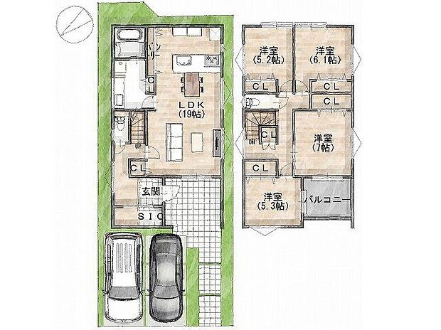 建物プラン間取:4LDK 建物プラン面積:113.02m2 建物プラン価格:2000万円 -