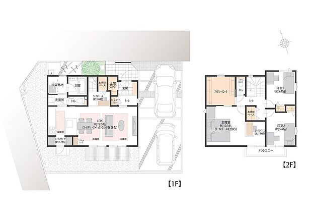 【3LDK】約19.5帖（ワークスペース・キッチンクローク含む）の南向きLDK。LDには床暖房が備えられています。ファミリークローク・パーソナルクローク・土間クロークなど収納も充実した、機能的な間取りです。