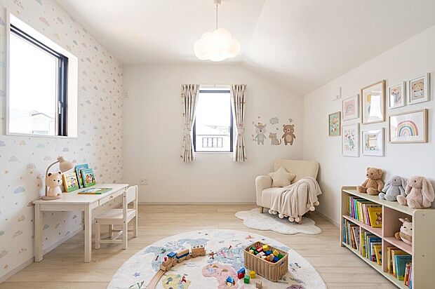 【「自分の部屋ができた!」】お子様の喜ぶ顔が目に浮かぶようです。※画像の家具や照明などはイメージで実際にはございません。オプションの場合は有料となります。