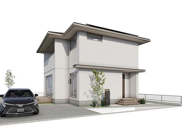 【No.63】太陽光4.254kw搭載/ホワイトで統一した飽きの来ない外観。車3台駐車できるスペースを確保しています。