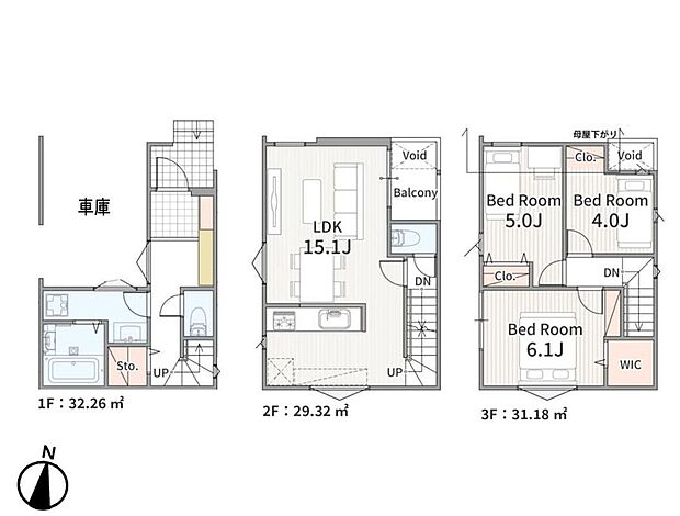 【間取り図】《3LDK×2階リビング》スタイリッシュなデザイナー住宅!2026年3月31日完成予定です。お気軽にお問い合わせください。