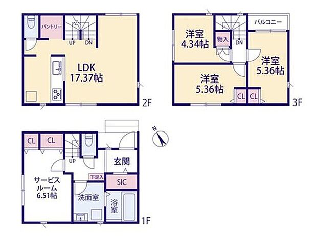 【3LDK+S】4号棟【間取り図】