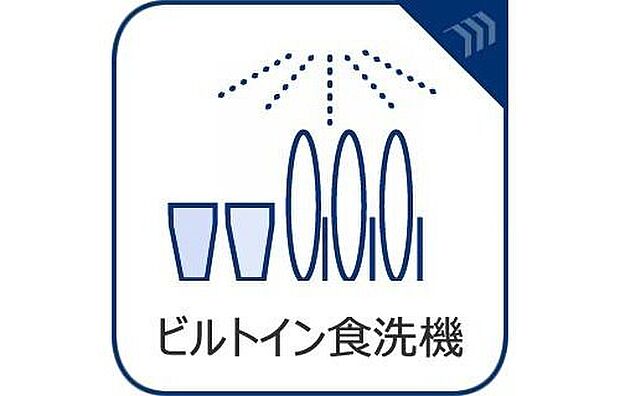 【2号棟【ビルトイン食器洗乾燥機】】家事のお手伝いをしてくれる奥様の味方です。食器を洗っている間にお掃除など、様々なシーンで家事の時短に役立つ食洗機。省スペースのビルトインタイプを採用致しました。
