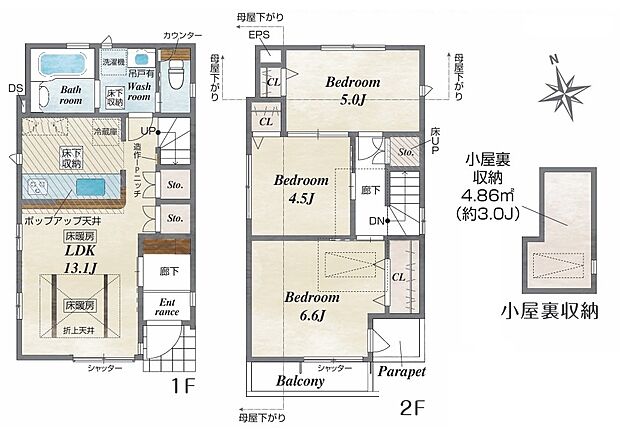 【3LDK】暮らしの快適性・居心地の良い住空間設計です。リビングを中心に、ご家族皆様が充実の暮らしをお送りいただけるプランニングです。