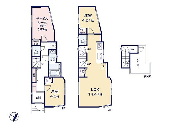 (1号棟)、価格4980万円、2LDK+S、土地面積58.85m2、建物面積73.49m2
