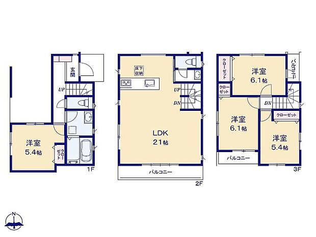 (1号棟)、価格5180万円、4LDK、土地面積68.77m2、建物面積114.77m2