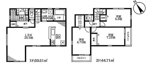 【3LDK】広々20.5帖のLDK!対面キッチンからはLDK全体を見渡せます♪洋室を2階に集約し、プライバシーにも配慮した間取りプラン。各居室には収納を完備!お部屋をスッキリとご使用いただけます♪