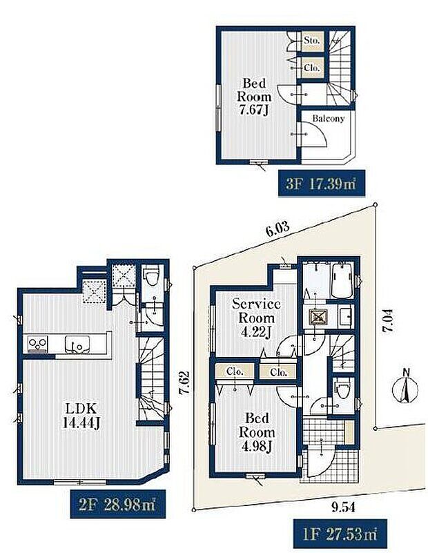 【2LDK+S】2階リビングは陽当たり・風通し共に良好で、ご家族みんなで過ごす空間をより居心地良くしてくれます♪14.44帖のLDK！対面キッチンからはLDK全体を見渡せます♪各居室に収納を完備しているのでお部屋もスッキリ♪
