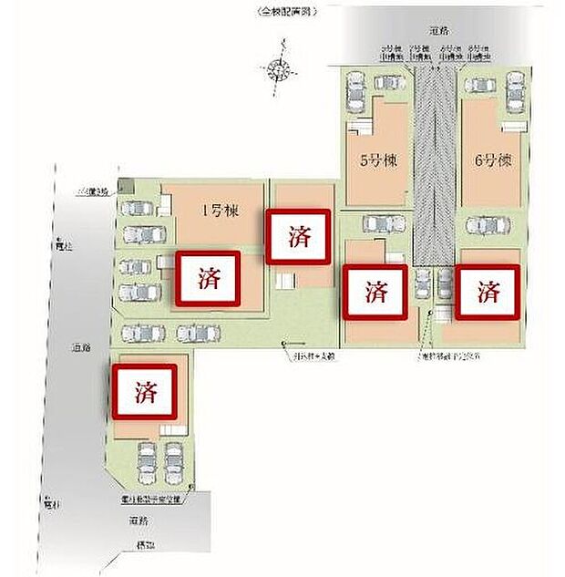 【全体区画図】心地よさを追求した８邸の新しい街並み。同世代が集まりやすく、ご家族同士の交流もしやすい環境です♪