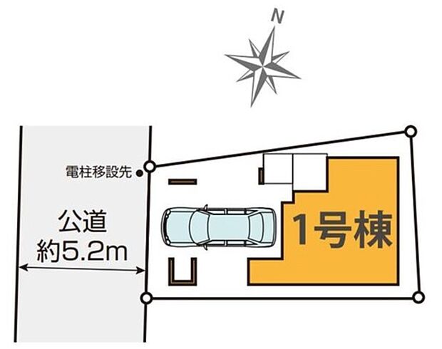 【全体区画図】前道路5.2m◎大切なお車を雨風から守るビルトインガレージを採用♪(※車種によっては駐車できない場合がございます。)