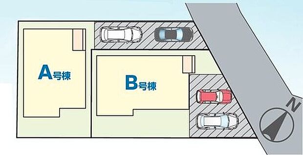 車種によりカースペース２台分ございますので、家族分の自転車を駐輪したり、来客用の駐車スペースとしてもお使いいただけます。