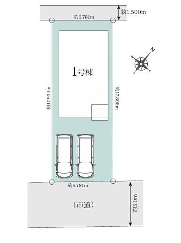 【全体区画図】カースペース並列2台駐車可能です。ご家族の自転車やバイクなどの駐輪スペースとしてもお使いいただけます!