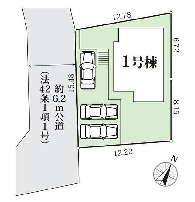 【全体区画図】カースペースは車種により３台分ございますので、家族分の自転車を駐輪したり、来客用の駐車スペースとしてもお使いいただけます。