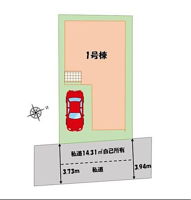 【≪全体区画図≫】◎前面道路は交通量少なめ
カースペースは1台分
スーパー徒歩5分で暮らしやすい住環境です◎