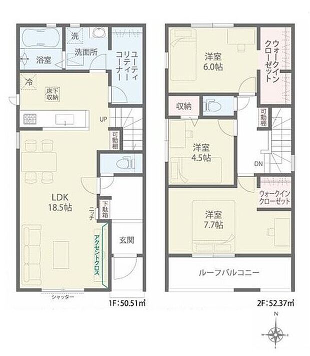 【3LDK】◇全居室フローリング＆収納完備で快適な住まい♪
◇あると便利な浴室乾燥機＆宅配BOXを標準装備♪
◇リビングの様子も分かりやすい対面式キッチン♪
◇家族との会話が自然と増えるリビングイン階段♪