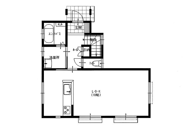 【7号棟参考プラン１F】弊社標準建物延床面積26坪、1,900万円　26坪以内であれば無料で間取り変更可能です！