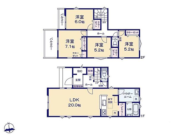 (1号棟)、価格5899万円、4LDK、土地面積117.32m2、建物面積108.86m2