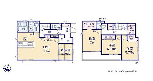 【4LDK】全室南向きの4LDK♪陽当たり良好♪
シューズクロークや大容量ウォークインクローゼットなど荷物が増えてもOKな収納力!
