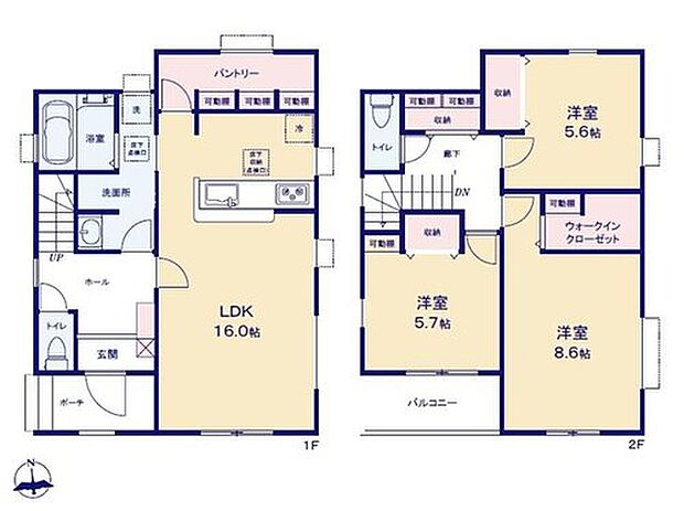 【3LDK】大容量のキッチンパントリーは、可動棚付きで家族が使いやすいようにカスタマイズ可能◎窓付きで湿気るのも防ぎます☆他にもWICや廊下収納と設備も充実！いつもすっきりしたお住まいに。