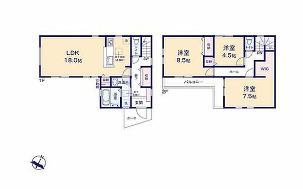 【3LDK】3面採光のリビングは広々18帖♪ご家族がゆったりくつろげる広さです♪
家事効率がＵＰする水回り集中設計！調理の合間にサッと洗濯を回せます♪
2方向から光と風を取り込む、開放感あふれるL型バルコニー♪
