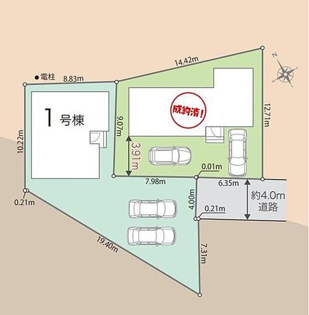 【区画図】通行人の視線が気になりにくい場所に玄関があるのでプライバシーが守られやすいです♪住人以外の車の通りがないため、小さなお子様のいるご家庭にもおすすめです！