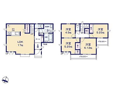 ◇2面採光で明るい17帖LDK☆対面式キッチン＆リビングイン階段採用！◇あると嬉しい大容量のパントリー付き！ストック品もラクラク収納◎◇洗面室にはリネン庫付きでタオルや日用品がまとめて収納できます♪ 
