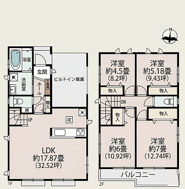 1号棟 4LDK 5990万円 土地面積93.69m2 建物面積107.51m2