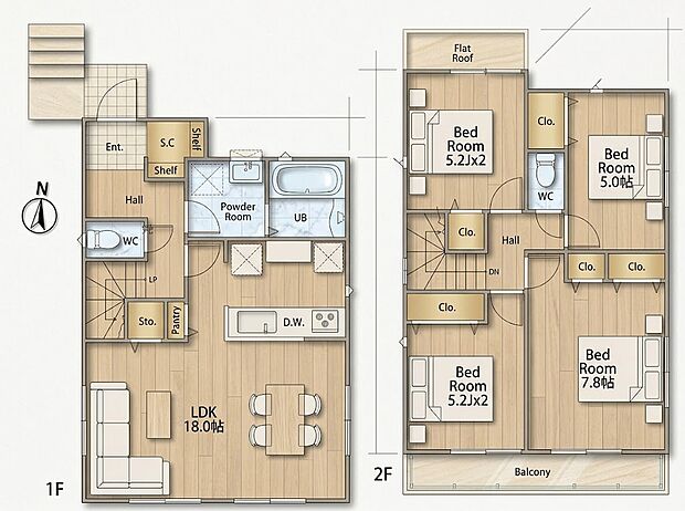 4LDK 5690万円 土地面積127.09m2(38.44坪) 建物面積97.91m2(29.61坪)