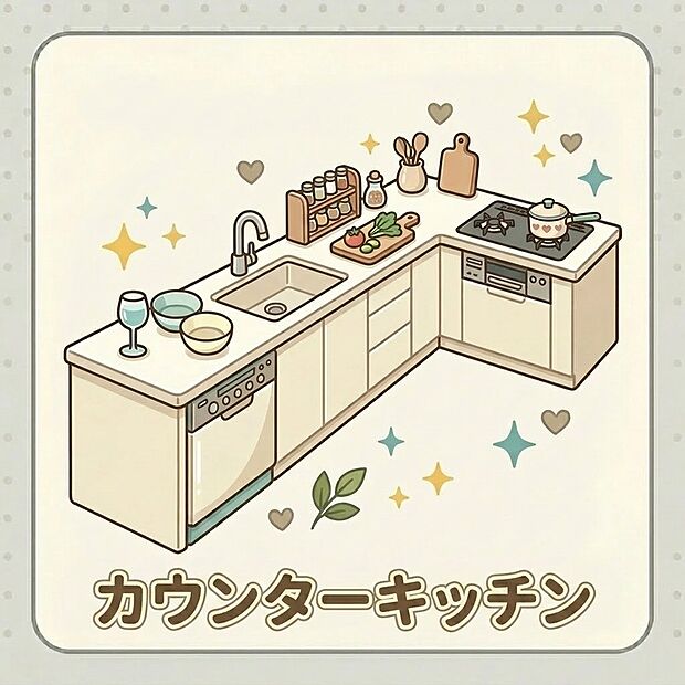 【キッチン 】料理中も会話が弾む!家族の笑顔を見守りながら、開放感あふれる空間で楽しくクッキング。