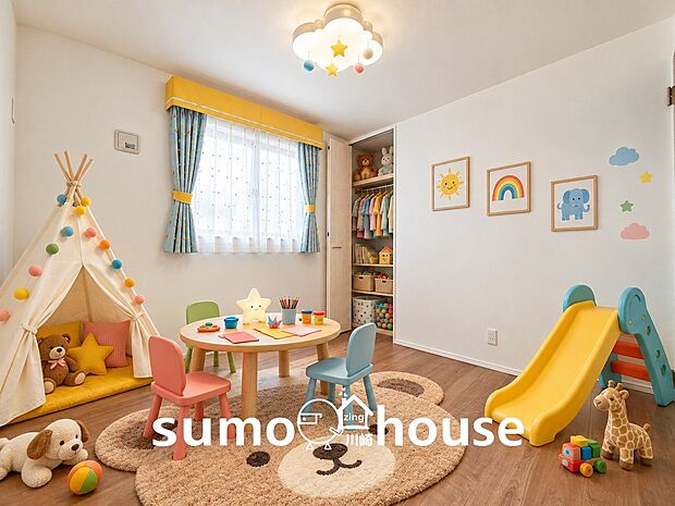 【リビング以外の居室】お子様の成長を優しく見守る、明るく可愛らしい子ども部屋です。(本画像はCGで作成しており、実際に現地に家具・家電はおかれておりません。また価格に家具・家電は含まれておりません)