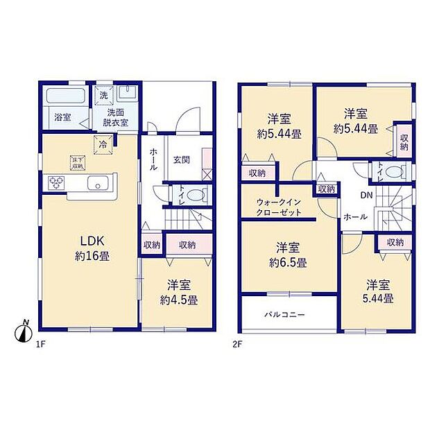 (1号棟)、価格3480万円、5LDK、土地面積202.13m2、建物面積106m2