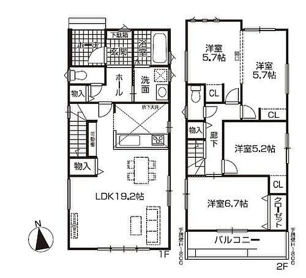 (１号棟)、価格3890万円、4LDK、土地面積124.5m2、建物面積101.04m2 