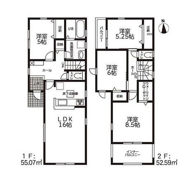 (6号棟)、価格4077万円、4LDK、土地面積127.78m2、建物面積107.66m2