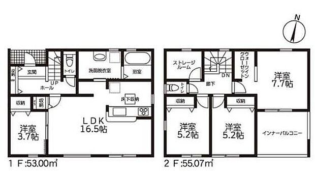 (1号棟)、価格3680万円、4LDK+S、土地面積205.69m2、建物面積108.07m2