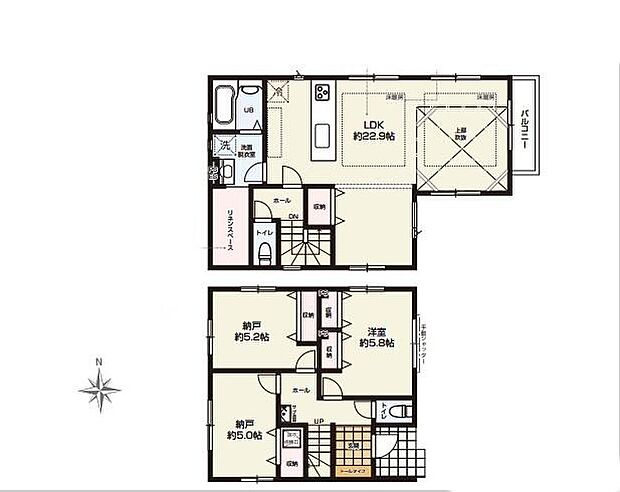 (1号棟)、価格5199万円、1LDK+2S、土地面積98.72m2、建物面積109.82m2