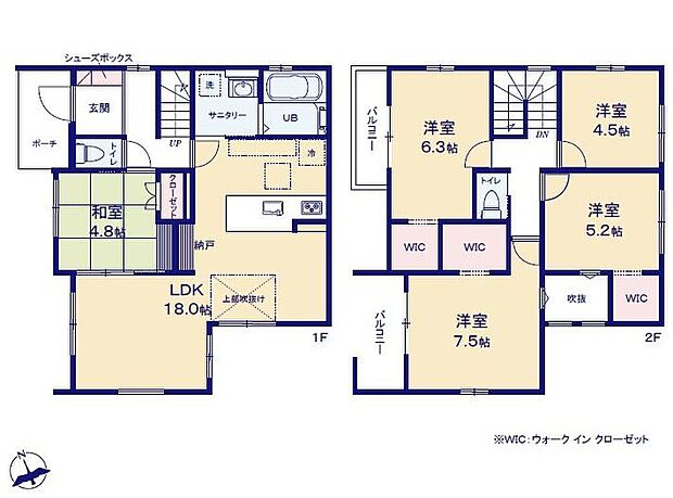 (1号棟)、価格3699万円、5LDK、土地面積159.98m2、建物面積105.78m2