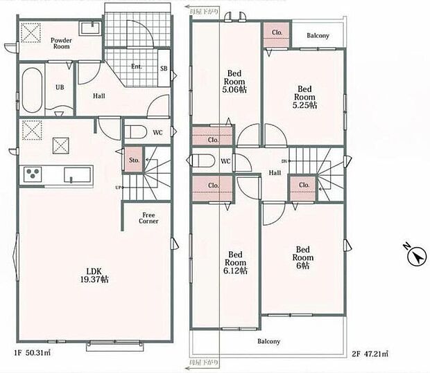 (A号棟)、価格5090万円、4LDK、土地面積148.15m2、建物面積97.52m2