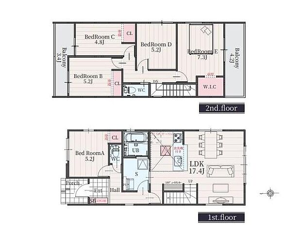 (2号棟)、価格5499万円、5LDK、土地面積131.25m2、建物面積108.76m2